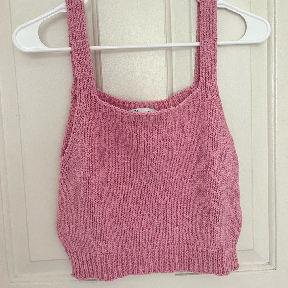 Zara pink knit crop top 💗